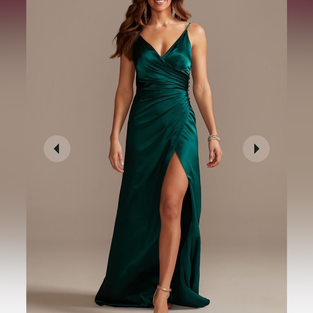David’s Bridal Galina Signature Charmeuse Draped Strappy Bridesmaid Dress